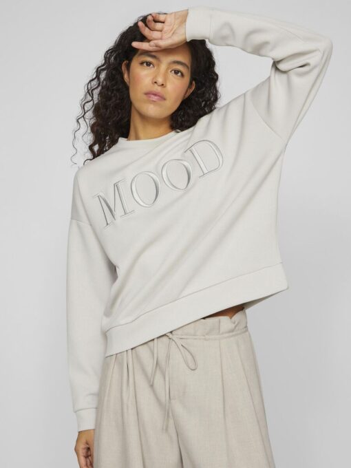 Vila Reflect Emb Lumi Sweatshirt Glacier Gray