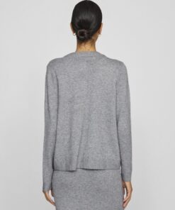 Vila Lilo O-Neck Knit Cardigan Medium Grey Melange