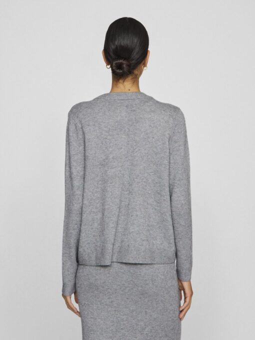 Vila Lilo O-Neck Knit Cardigan Medium Grey Melange