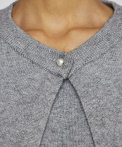 Vila Lilo O-Neck Knit Cardigan Medium Grey Melange