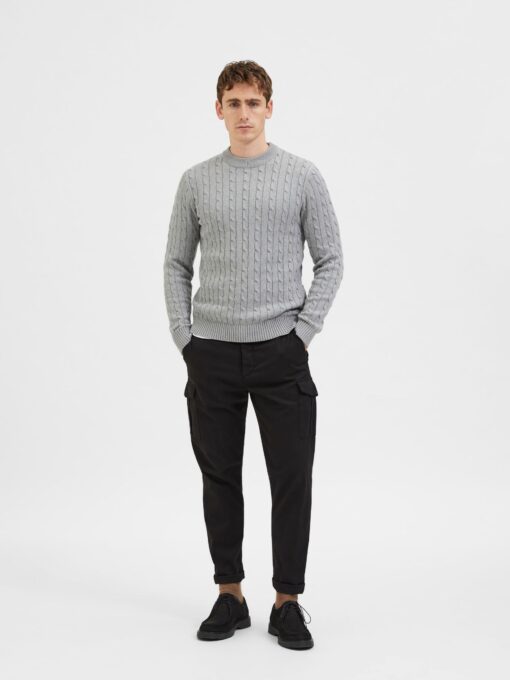 Selected Homme Ryan Structure Crew Neck Medium Grey Melange