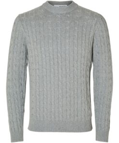 Selected Homme Ryan Structure Crew Neck Medium Grey Melange