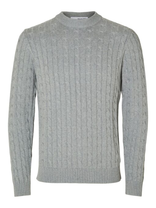 Selected Homme Ryan Structure Crew Neck Medium Grey Melange