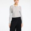 Selected Femme Dagni Knit Polo Neck Shirt Silver