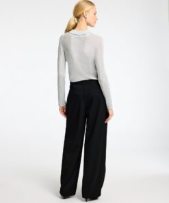 Selected Femme Dagni Knit Polo Neck Shirt Silver