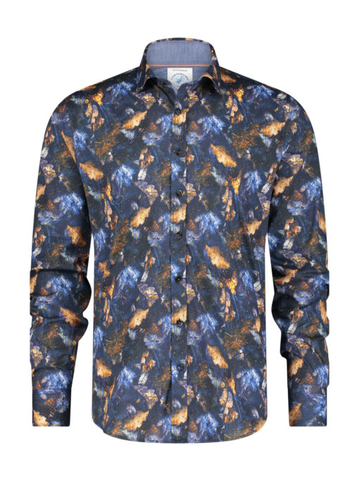 A Fish Named Fred Shirt Autumn Leaves Navy