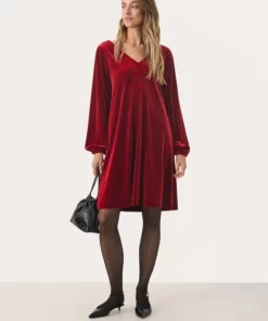 Part Two Madi Velvet Dress Rhythmic Red