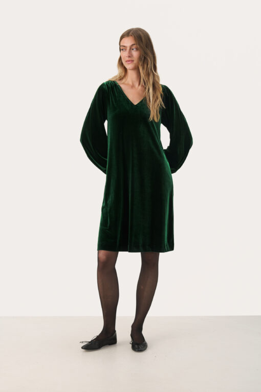 Part Two Madi Velvet Dress Green