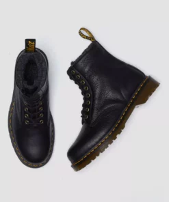 Dr. Martens 1460 Faux Fur Lined Lace-up Boots Black