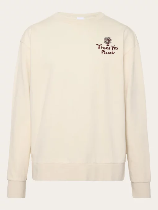 Knowledge Cotton Apparel Trees Yes Please Loose Fit Sweatshirt Egret