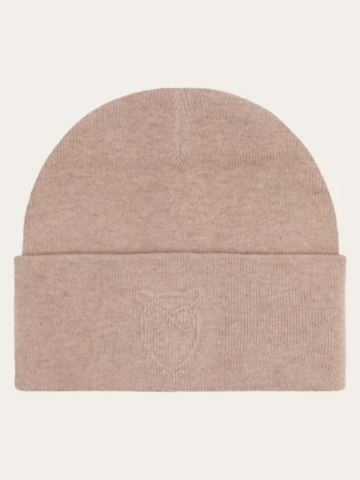 Knowledge Cotton Apparel Embossed Owl Beanie Kelp Melange