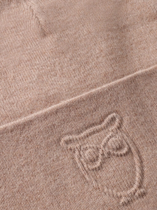 Knowledge Cotton Apparel Embossed Owl Beanie Kelp Melange