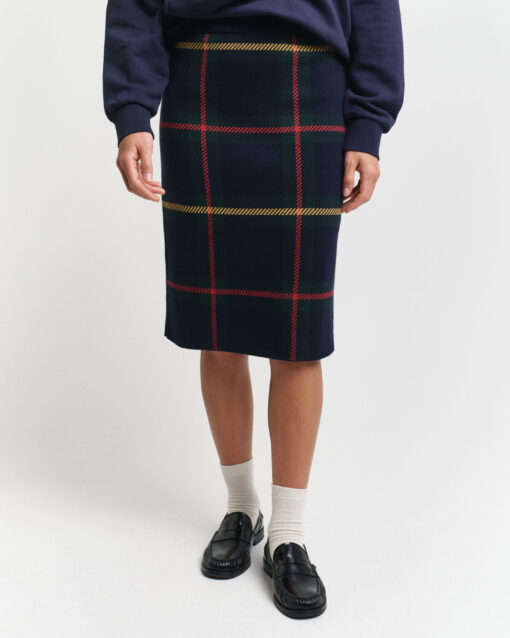 Gant Woman Checked Skirt Evening Blue