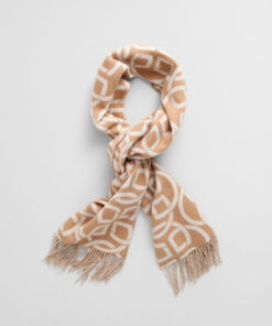 Gant Woman G Pattern Wool Scarf Caramel Beige