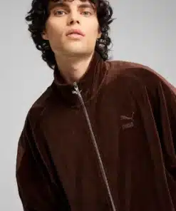 Puma T7 Oversized Velour Track Jacket Brown