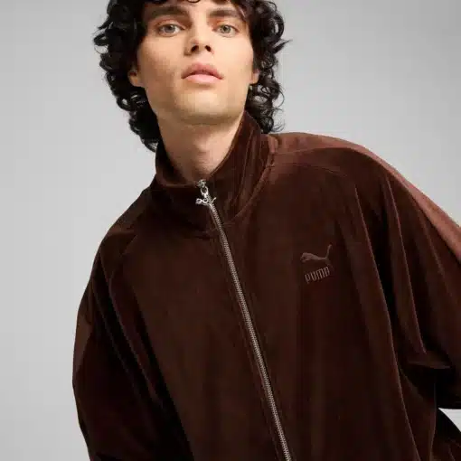 Puma T7 Oversized Velour Track Jacket Brown