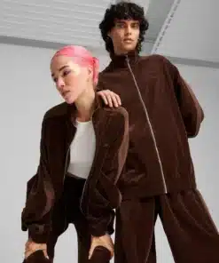 Puma T7 Oversized Velour Track Jacket Brown