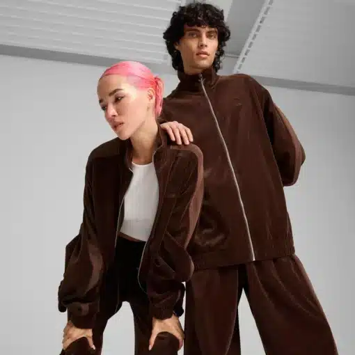 Puma T7 Oversized Velour Track Jacket Brown