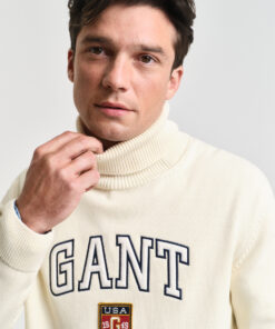 Gant Graphic Turtle Neck Jumper Cream