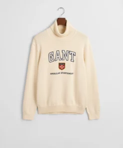 Gant Graphic Turtle Neck Jumper Cream