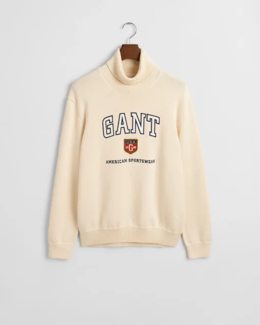 Gant Graphic Turtle Neck Jumper Cream