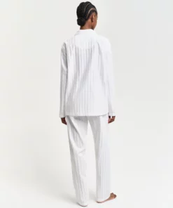 Gant Woman Satin Stripe Pajama Set White