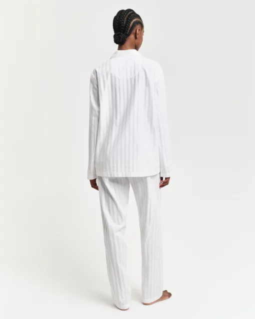 Gant Woman Satin Stripe Pajama Set White