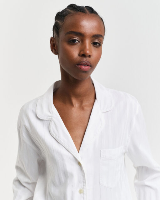 Gant Woman Satin Stripe Pajama Set White