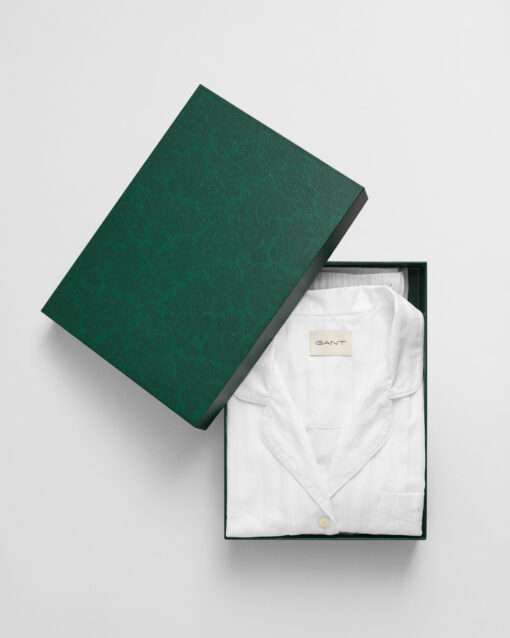 Gant Woman Satin Stripe Pajama Set White