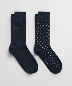 Gant Dot And Solid Socks 2-Pack Marine