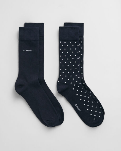 Gant Dot And Solid Socks 2-Pack Marine
