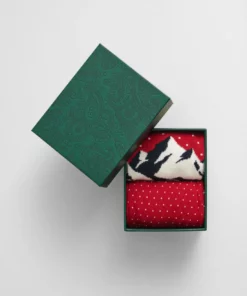 Gant Skiers Artwork Socks 2-Pack Cherry Red
