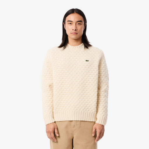 Lacoste Wool Crew Neck Sweater Ecru White