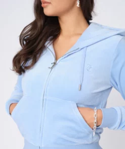 Juicy Couture Classic Velour Robertson Zip Hoodie Powder Blue