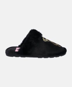 Juicy Couture Hailey Heritage Velour Slipper Black