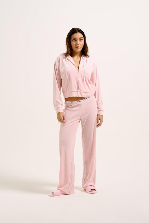 Juicy Couture Liv Rib Velour Lounge Hoodie Almond Blossom