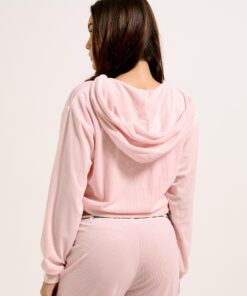 Juicy Couture Liv Rib Velour Lounge Hoodie Almond Blossom