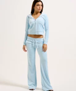Juicy Couture Classic Velour Layla Low Rise Powder Blue Marl