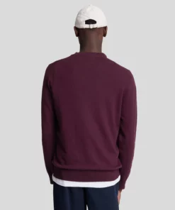 Lyle & Scott Cotton Merino Crew Neck Jumper Burgundy