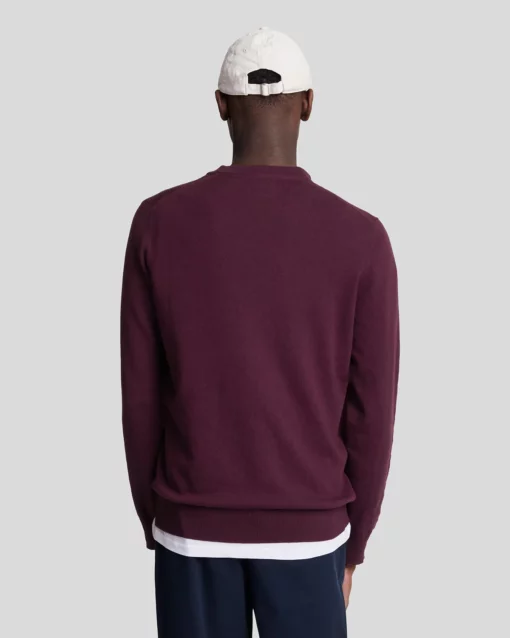 Lyle & Scott Cotton Merino Crew Neck Jumper Burgundy