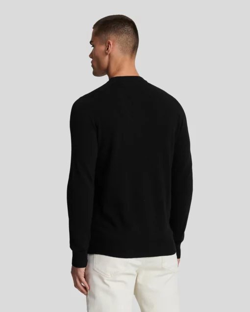 Lyle & Scott Lambswool Crew Neck Jumper Jet Black Marl