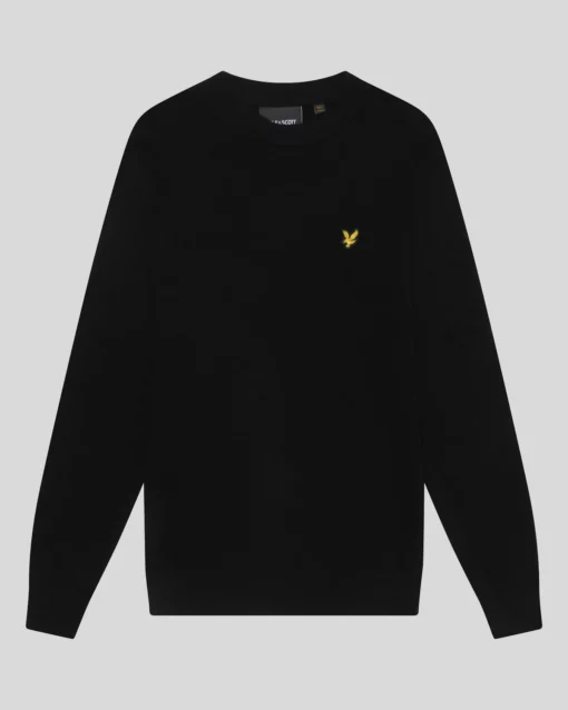Lyle & Scott Lambswool Crew Neck Jumper Jet Black Marl