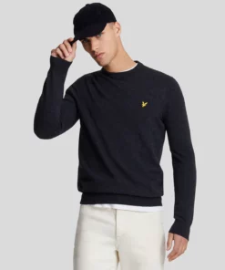 Lyle & Scott Lambswool Crew Neck Jumper Dark Navy Marl