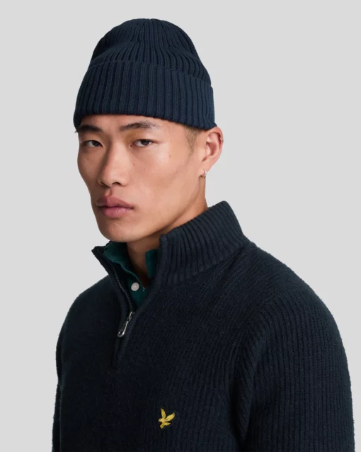 Lyle & Scott Shaker Stitch 1/4 Zip Jumper Dark Navy