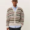 Les Deux Hordur Fair Isle Cardigan Light Desert Sand