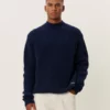 Les Deux Grady Waffle Mockneck Knit Dark Navy