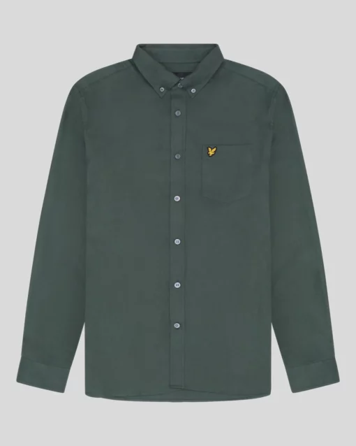 Lyle & Scott Plain Flannel Shirt Deep Green