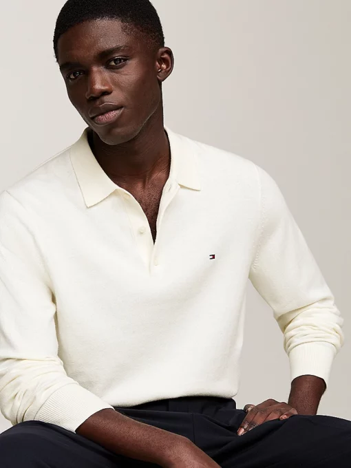 Tommy Hilfiger Polo Collar Jumper with Cashmere Ivory