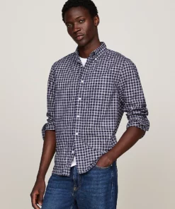 Tommy Tartan Check Regular Fit Poplin Shirt Rouge Multi Check