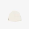Lacoste Unisex Rib Knit Beanie White